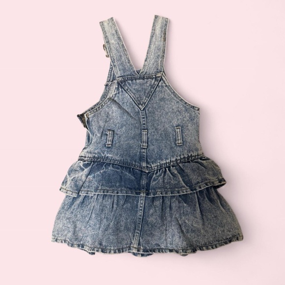 90s Jet Set Kids Stone Washed Denim Pinafore Dress - Picture 2 of 4